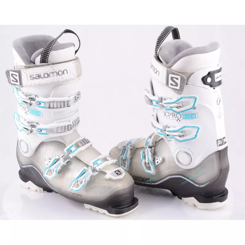Dames Skischoenen SALOMON X PRO R70 W, WIDE, WHITE/turq., CALF Adj., OVERSIZED Pivot, Micro, Macro