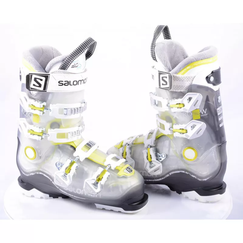 Dames Skischoenen SALOMON X PRO R80 W, Transp/yellow, CALF Adj., MY CUSTOM FIT 3D, Micro, Macro ( TOP Staat )