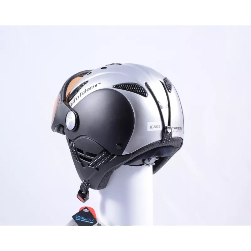 Skihelm/snowboardhelm SLOKKER BALO/VISOR, Silver/black, Verstelbaar ( NIEUW ) - Afbeelding 4