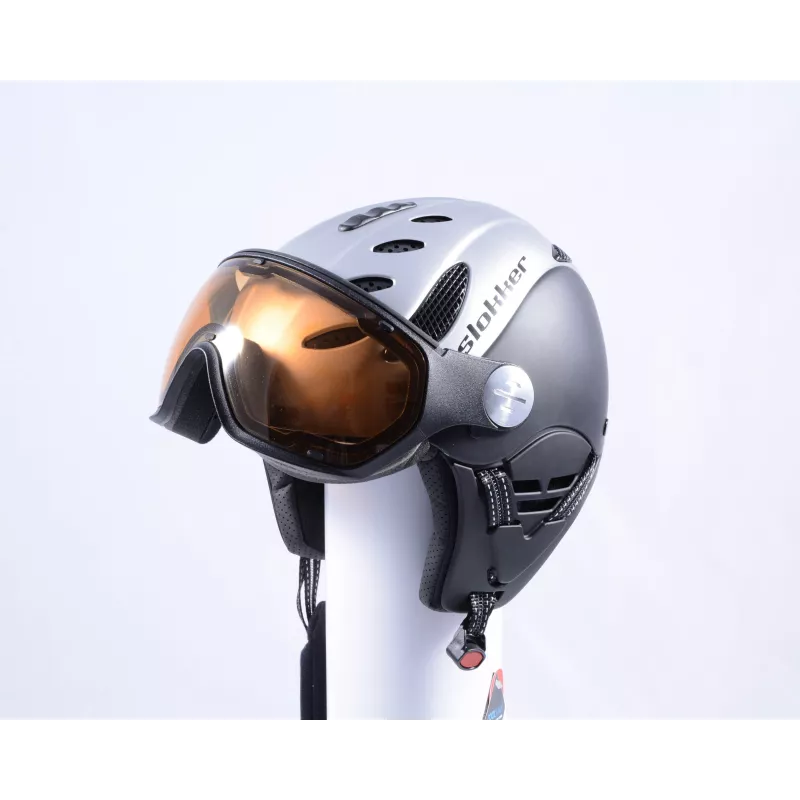 Skihelm/snowboardhelm SLOKKER BALO/VISOR, Silver/black, Verstelbaar ( NIEUW ) - Afbeelding 6