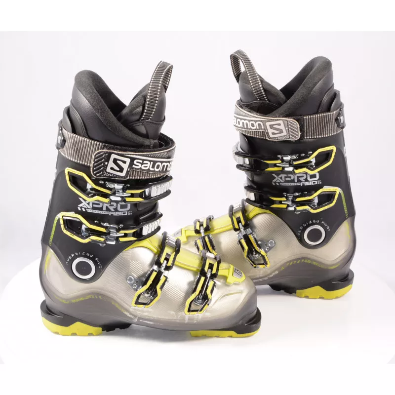 Skischoenen SALOMON X PRO R80 WIDE, BLACK/yellow, OVERSIZED PIVOT, EXTENDED Lever, 3D Buckle, Micro, Macro - Afbeelding 2
